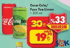 COCA-COLA KOLA/FUSE TEA LİMON SOĞUK ÇAY 200 ML fiyat ve kampanya bilgisi